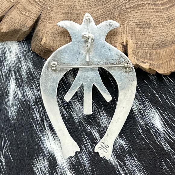 SADIE RANDOLPH Navajo Sandcast Silver Statement Naja Pin/Pendant Signed R - Picture 2 of 3